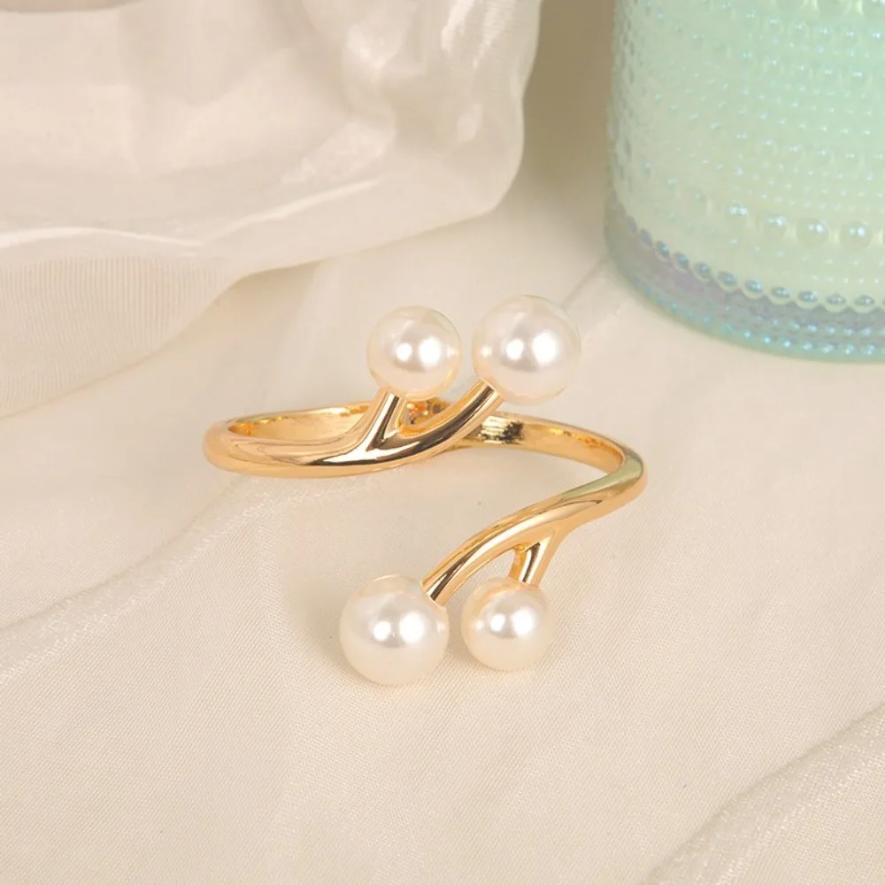 Fashion Metal Wide Cuff Bangles Gold Decoration Pearl Geometric Bracelet Accessories Jewelry Curtain Buckle Girls