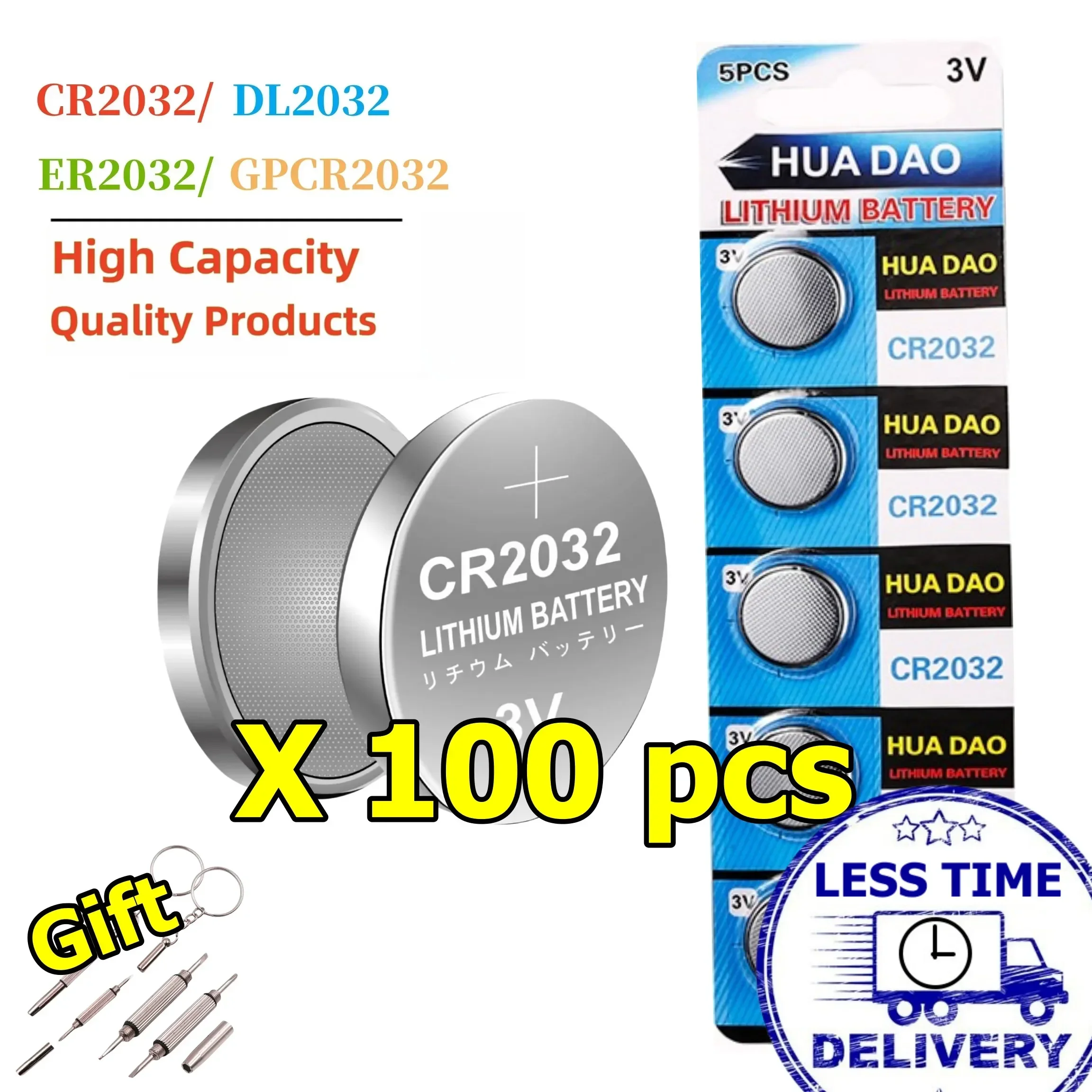 

100-500pcs cr2032 3v Lithium button cell CR 2032 battery 5004LC DL2032 For Watch Toy Calculator Car Key Remote Control coin cell