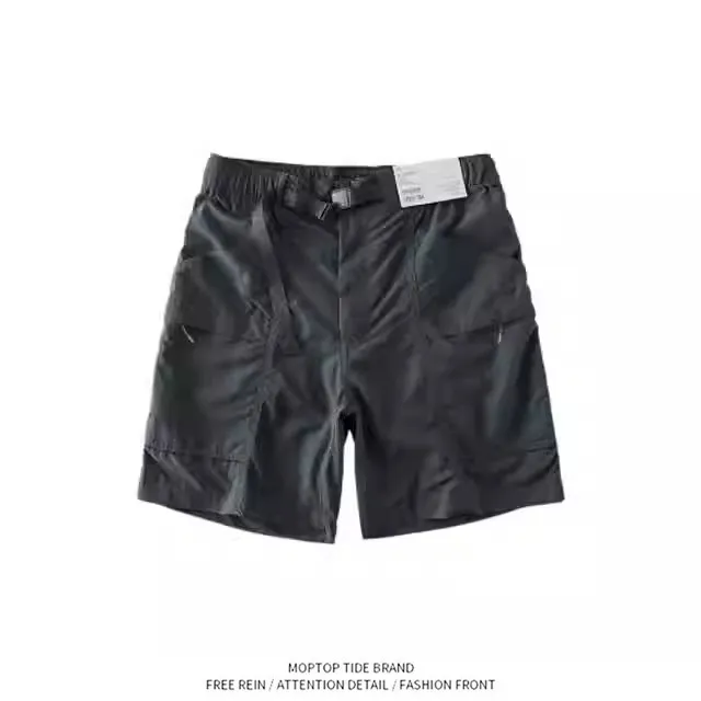 

Mr. WH Casual Outdoor Sports Shorts Summer Fashion Pure Color with Buckle Waist Belt Trendy Youth Polyester Fiber Standard Fit