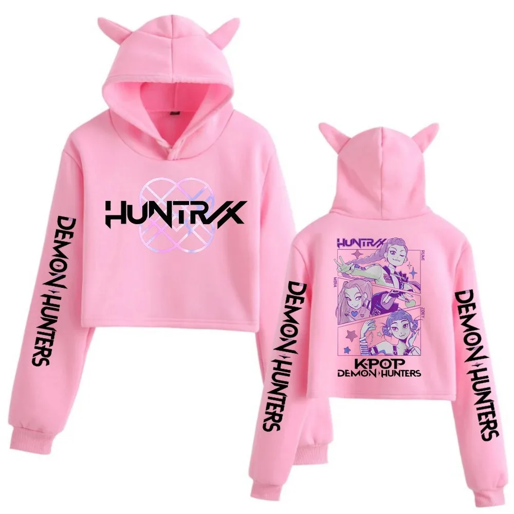 KPop Demon Hunters Hoodies 2025 Merch Hoodies Sweatshirt for Girls Cat Ear Crop Pullover Casual Clothes