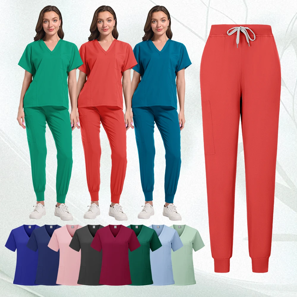 

Medical Scrub Set Soft Elastic Fabric Clinic Workwear Operating Room Top Pants Surgical Clothes Hospital Uniform