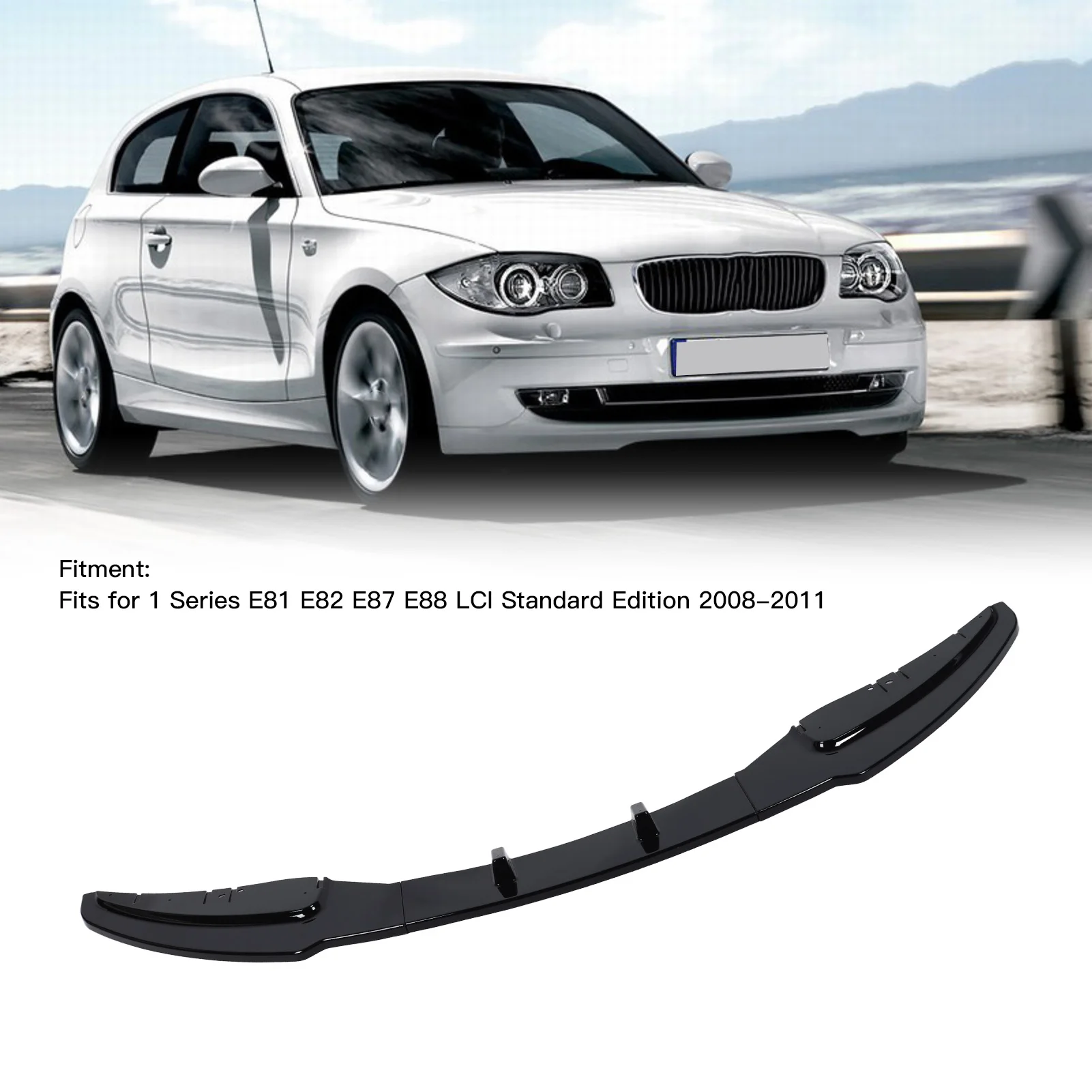 3 PCS/Set Car Front Bumper Lip Splitter Spoiler for BMW 1 Series E81 E82 E87 E88 LCI Standard Edition 2008 to 2011 view 3