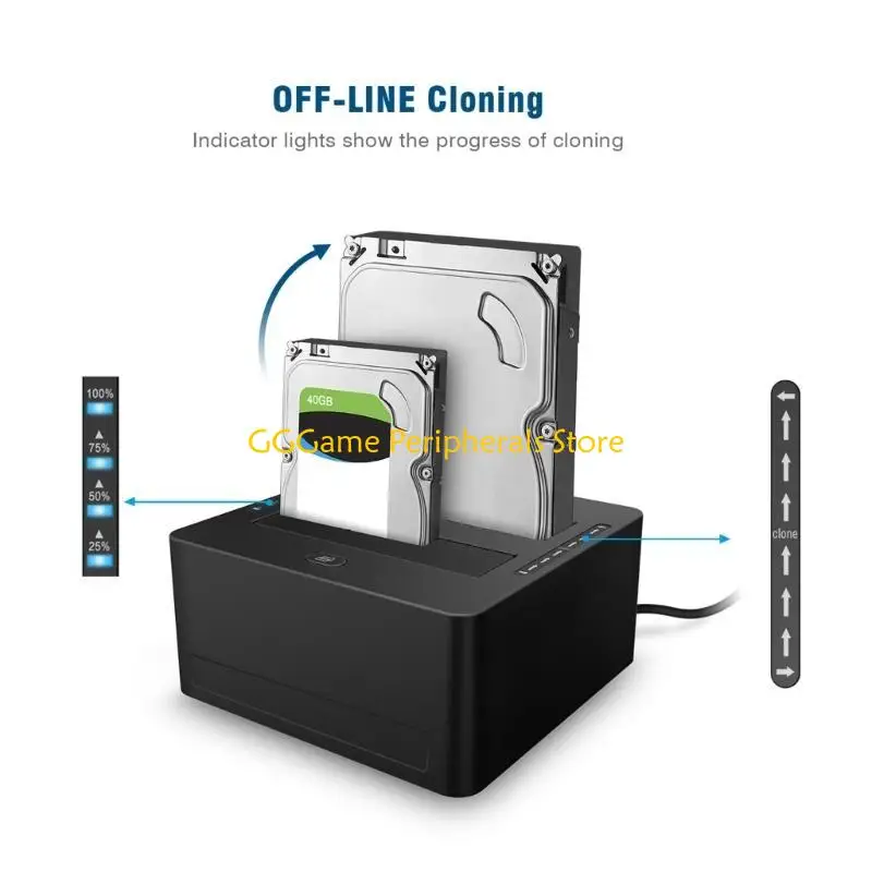 

U55B USB3.0 to Double Bay Hard Drive Dock Station for 2.5/3.5Inches Hard Disk Cloning