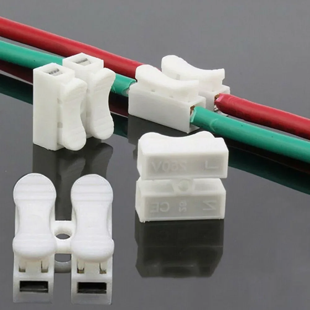 10pcs CH2 Quick Splice Lock Wire Connectors 2Pins Electrical Cable Terminals White 220v For Easy Safe Splicing Into Wires