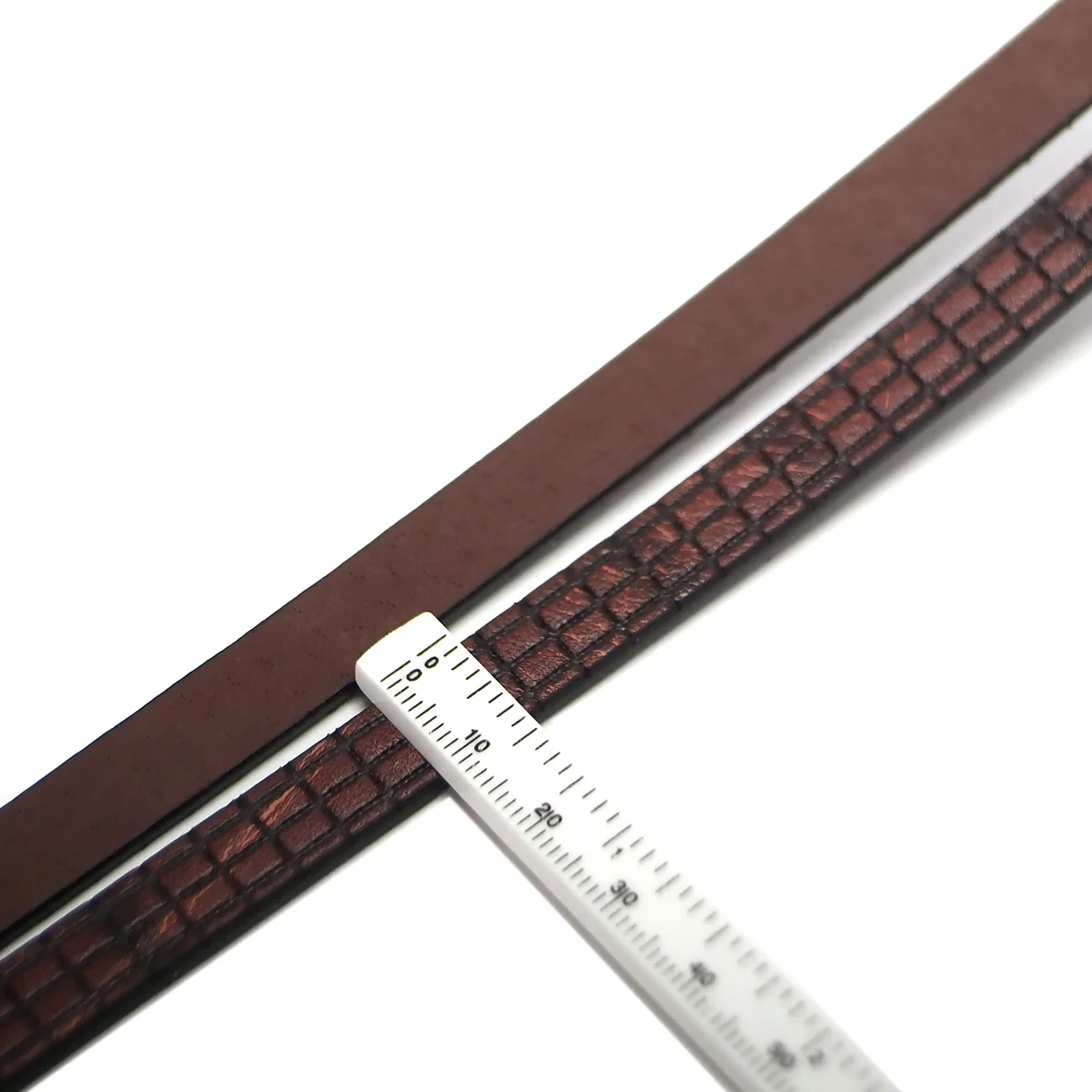 45inch Rectangle Embossed Leather Cord,10mm Brown Leather Strip,Three-Dimensional Texture Bracelet Making,Craft Cord