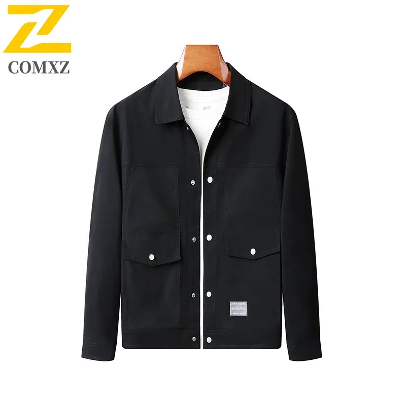COMXZ Windbreaker Men's Formal Stand Collar  Business Casual Waterproof Windproof Official Coat for Middle-Aged Executives 2025