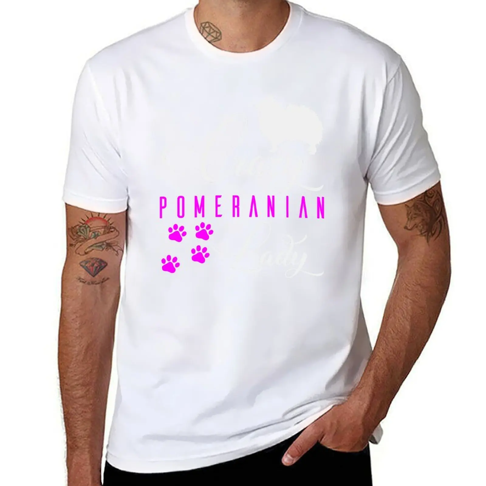 Camiseta divertida con estampado de Pomeranian Lady, camiseta blanca con estampado de Pomeranian Spitz, ropa informal básica, Top de manga corta
