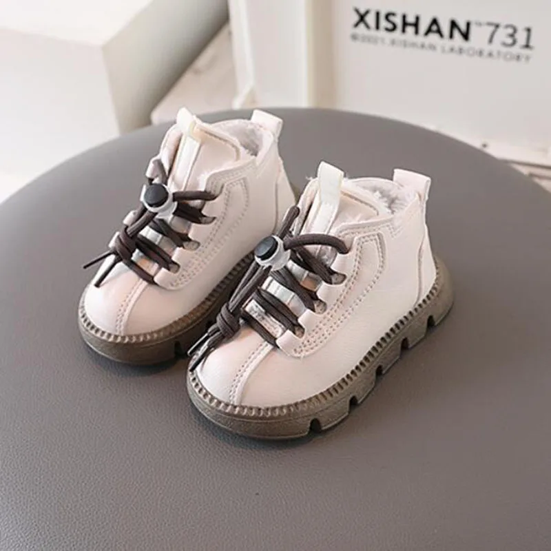 Winter New Kids Cotton Shoes Thicken Warm Boys Snow Boots Solid Color Baby Girl Non-slip Student Outdoor