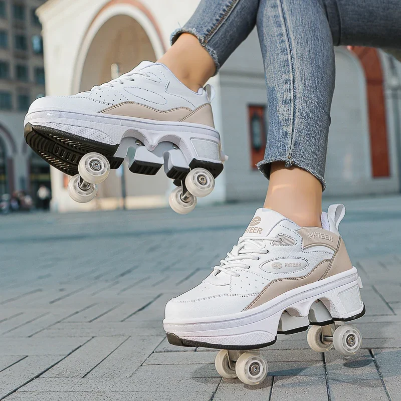 

Deformation Parkour Shoes, Roller Skating Shoes, Kids Adults Unisex Roller Skates, Street Urban Fitness FSK Quad Skating Shoes