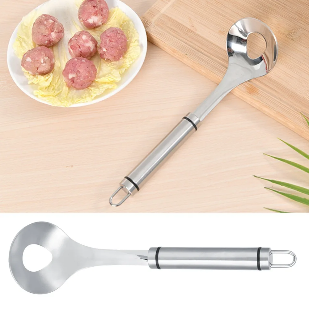 Rustless Steel Meatball Maker Non-Stick Ergonomic Handle Meatball Spoon Hanging Hole 9.4 Inch Length Meat Ball Scoop Home