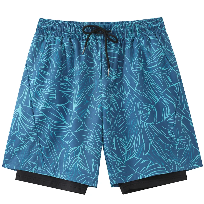 Jogging Fitness Shorts Print Running Breathable Quick Drying Training Basketball Pants Swim 2 In1 Double Workout Short Trouser