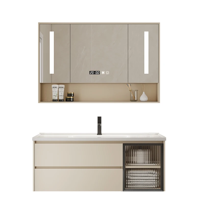 

Light luxury ceramic integrated basin, bathroom cabinet, combined modern simple hand wash basin cabinet, set bathroom wash