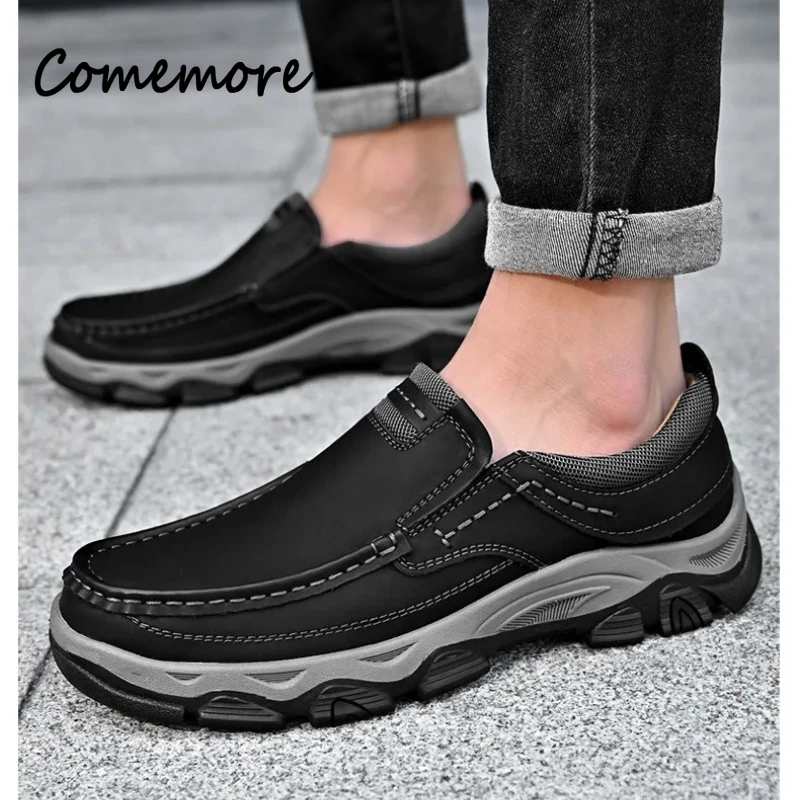 

Comemore Men's Fashion Loafers Solid Color Low-Top Casual Shoes Simple Trendy Comfort Sneakers Office Business Hiking Footwears