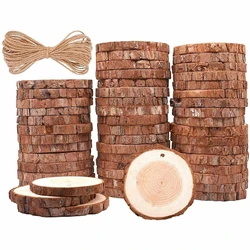 10pcs Natural Wood Slices Round Circle Tree Bark Log 6-8cm Wooden Circles For DIY Crafts Wedding Decorations Christmas Ornaments