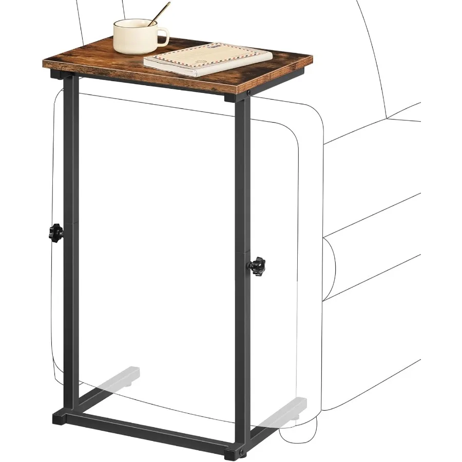 C Shaped End Table Adjustable Height Side Table for Sofa Couch Table for Small Space Slide Under Small Tray Side Table for Livi