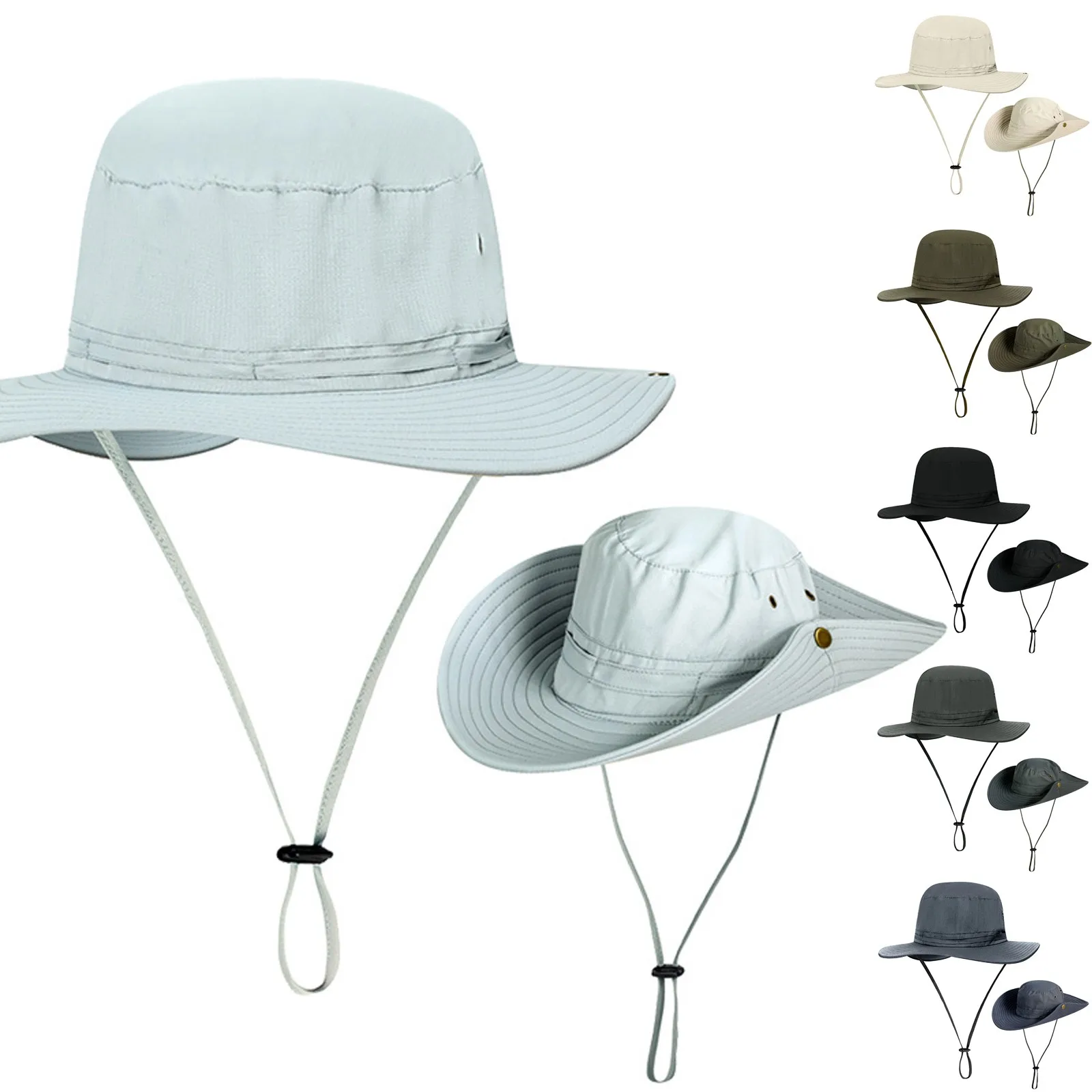 

Outdoor Hiking Hat, Wide Brim Sun Hat with Adjustable Chin Strap, Summer Lightweight Foldable Mountaineering Hat Sunscreen Cap