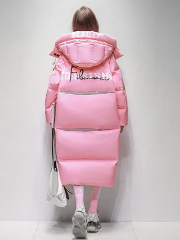 Chaqueta larga con capucha para mujer, Abrigo acolchado, Parka holgada coreana, ropa de calle de invierno, novedad de 2023