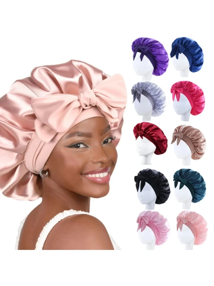 Neue seidige Schlafhaube für Frauen, Satin-Haube, Nachtschlafmütze, Schalwickel für lockiges Haar, Haarband für lockiges Haar