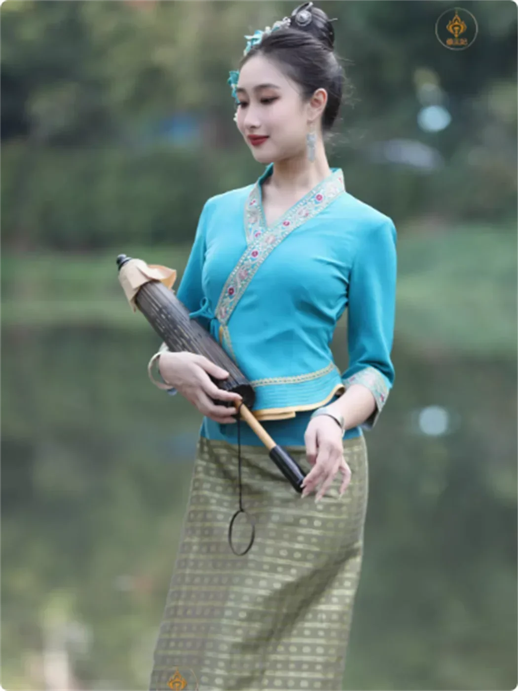 Dai traditional ethnic clothing women's set embroidered spring and summer mid sleeve skirt