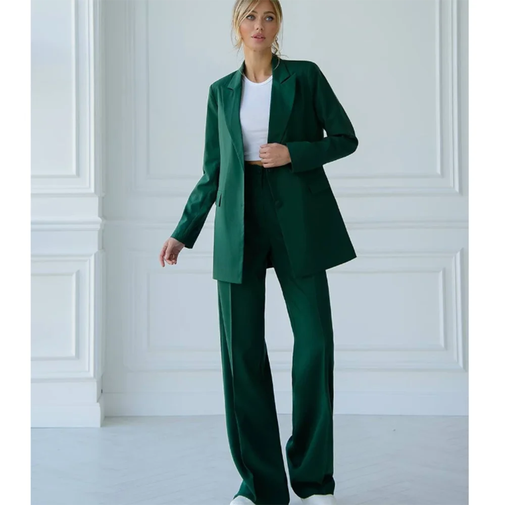 Effen Cool Tone Conjuntos Femininos Elegantes Piek Revers Single Breasted (Blazer + Broek) Nieuw in Bijpassende Sets Comfort Office Lady