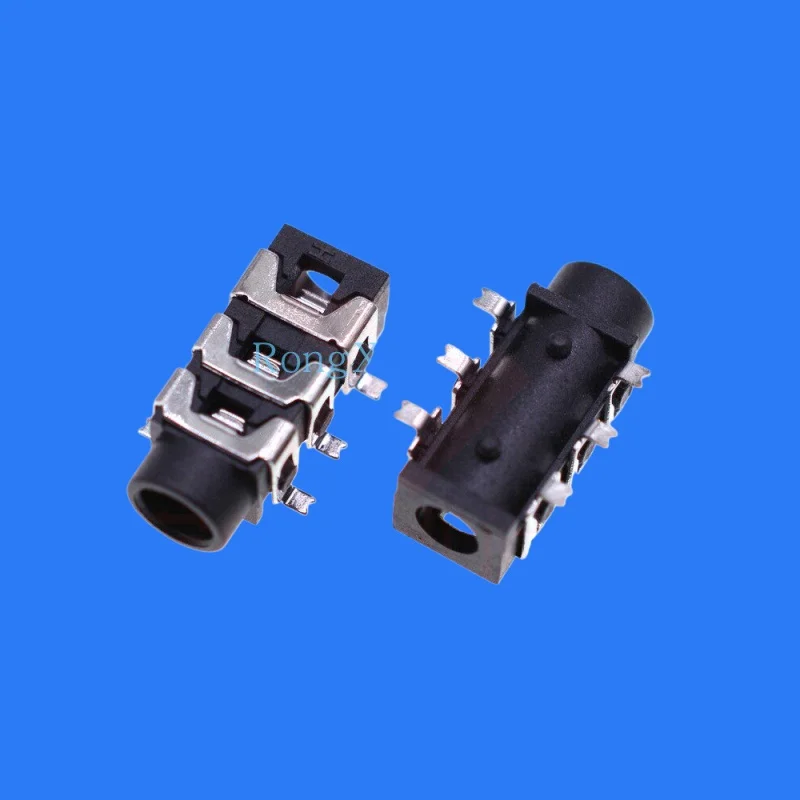 50PCS/ 3.5MM earphone socket PJ-313D 6-pin patch SMD three-stage socket audio mother black