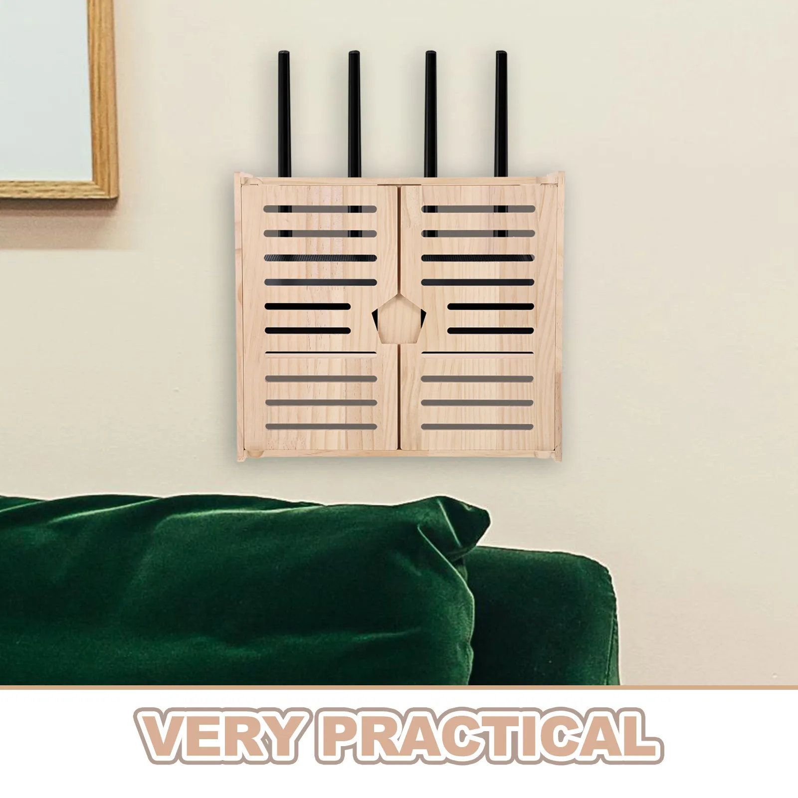 WiFi Router Box Storage Cabinet Wall Mounted 2-Layer Router Shelf Modem Cover Cable Organizer Power Strip Holder Multiple Cable