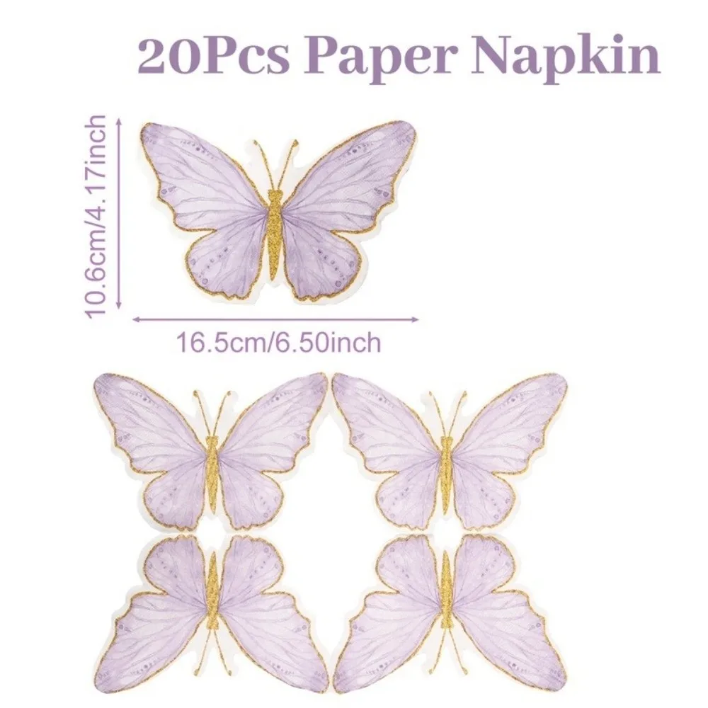 20Pcs Butterfly Printed Butterfly Paper Napkins Party Napkins Paper Towels Printed Decorative Napkins Disposable Dinner Napkins