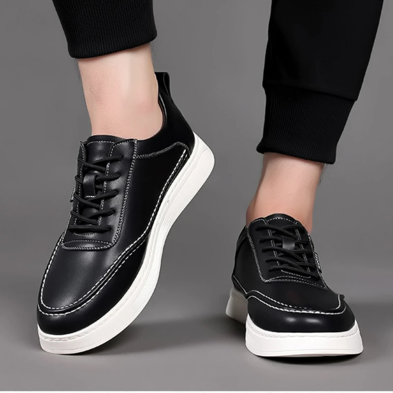 Trendy Brand Genuine Leather Casual Shoes for Men Platform Oxford Mens Sneakers High-quality Man Work Shoes Zapatillas De Hombre