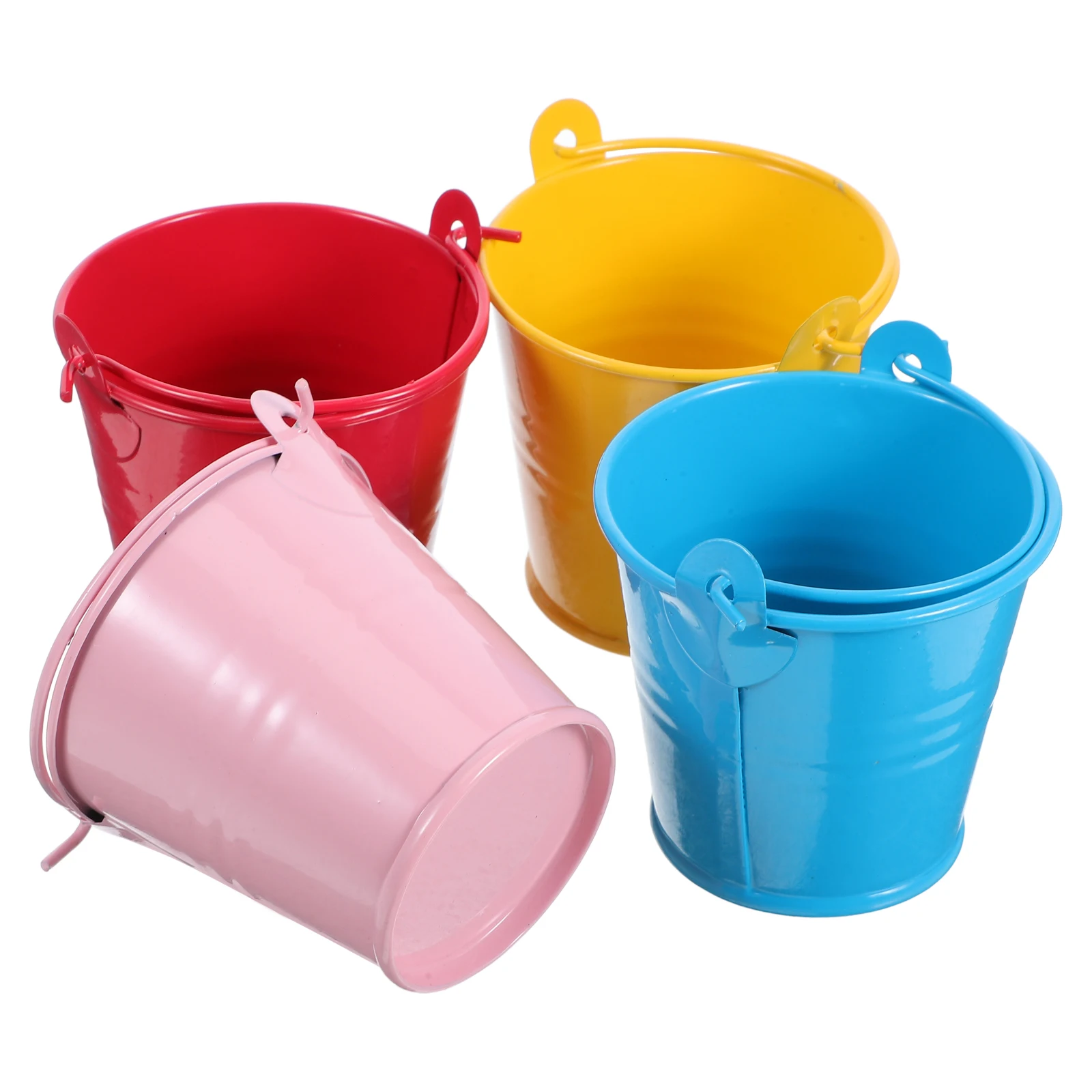 

4pcs Mini Colored Buckets Cute Candy Decorative Ktv Fried Chicken Popcorn Fries Small Tin Containers Party Favor