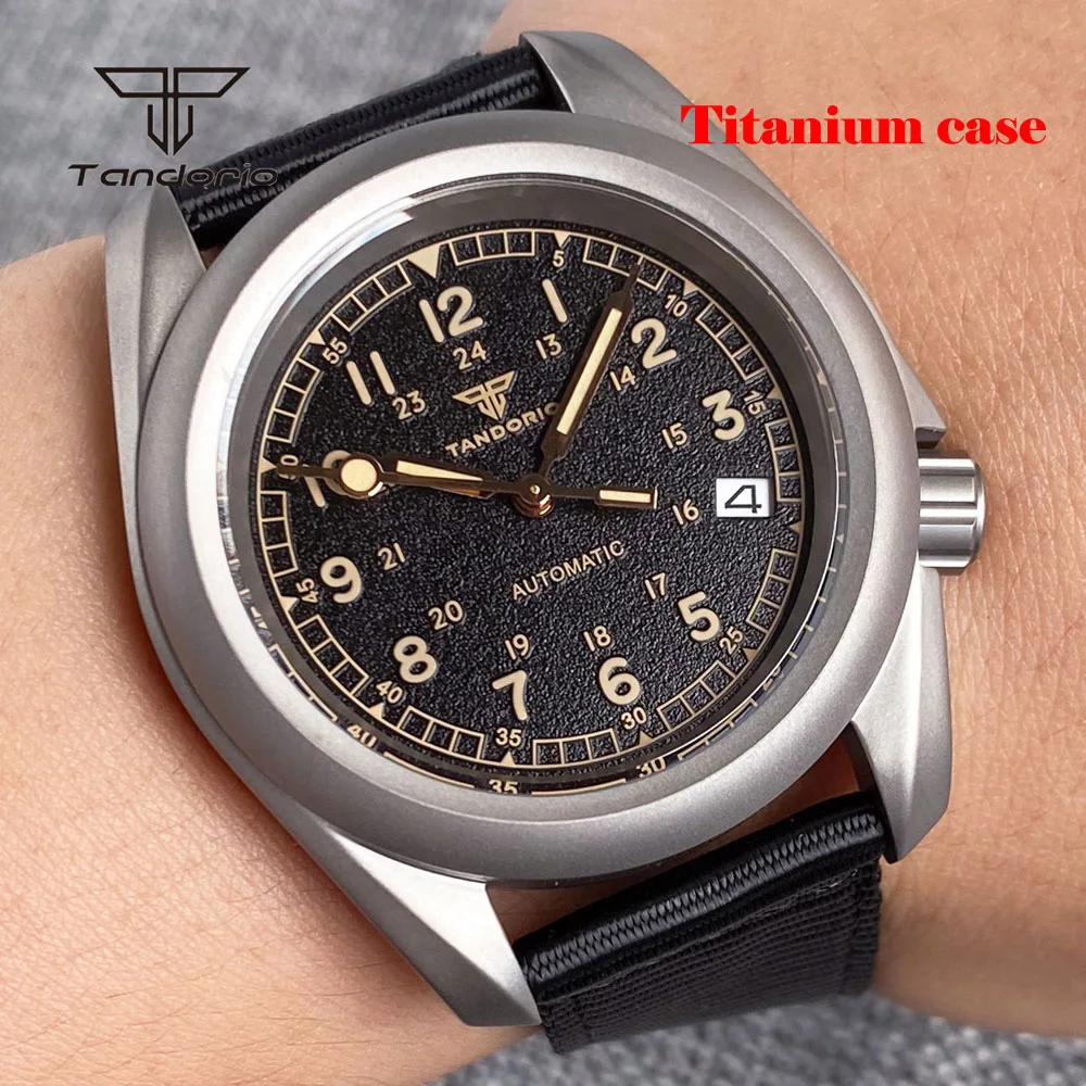 

Tandorio Titanium NH35 Mechanical Ultralight Automatic Men's Watch 20BAR Sapphire 3.8 Crown Date Matte Dial NH36 Dive Wristwatch