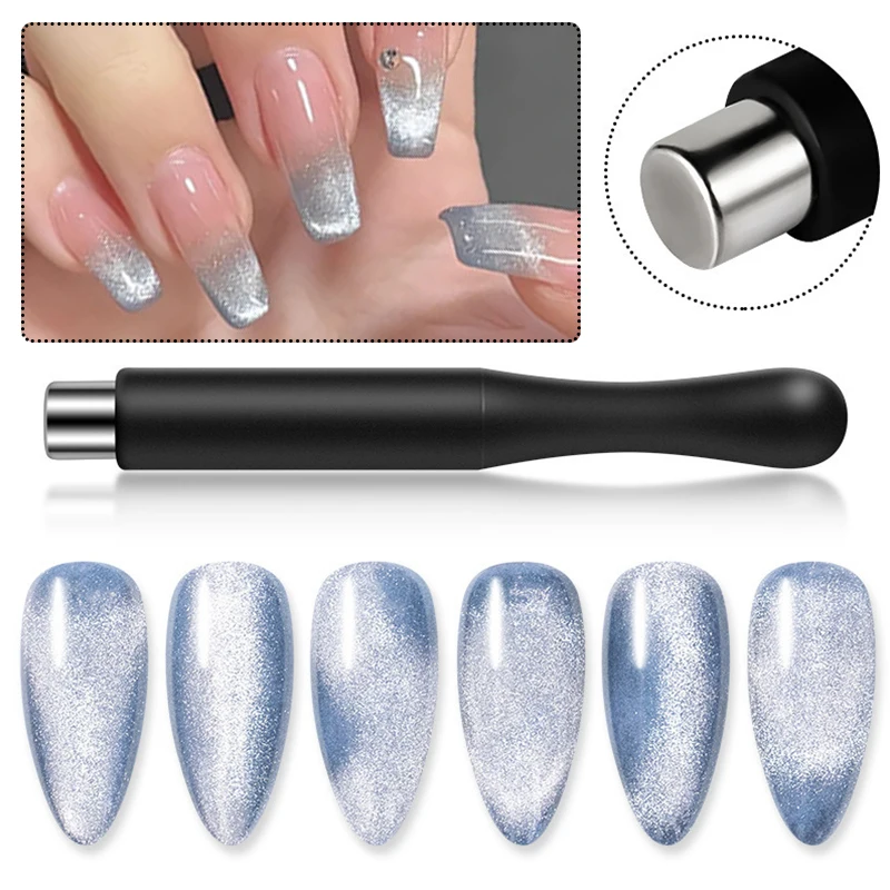 Pluma magnética fuerte colorida, manga cilíndrica de silicona, palo magnético de gato para esmalte de Gel de uñas UV LED, SUMINISTROS DE MANICURA