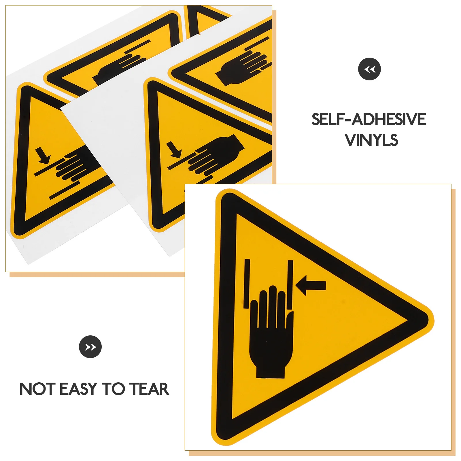 

6Pcs Adhesive Safety Warning Stickers Hand Pinch Caution Labels Durable Warning Decals for Machinery Adhesive Safety Labels