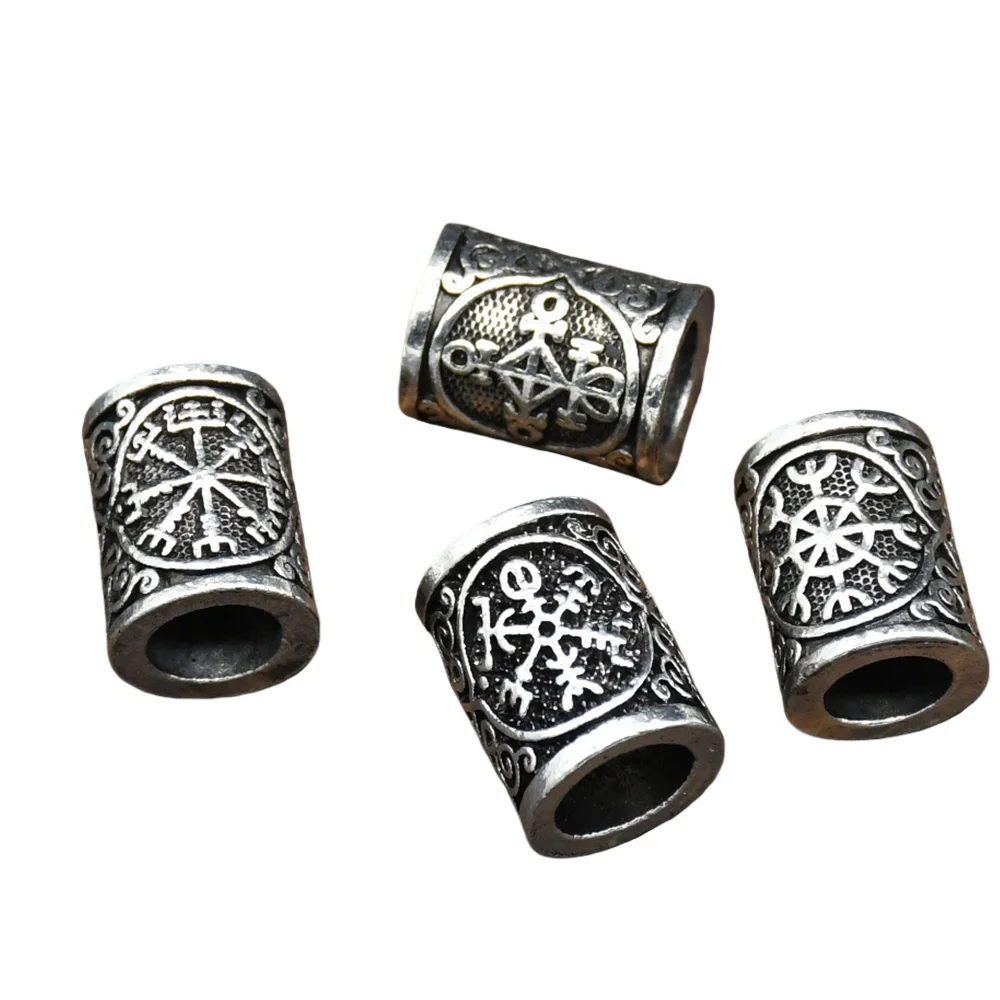 1pcs Viking Vegvisir Compass Runes Slavic Men Women Accessories Beads Charms For Bracelet Making Beard Hair Jewelry