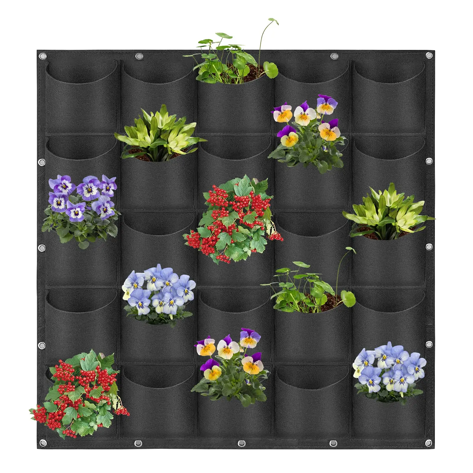 

25 Pockets Hanging Planter Bags, Wall Mounted Planting Grow Bags For Garden Outdoor Indoor Gardening Greening Flower Container