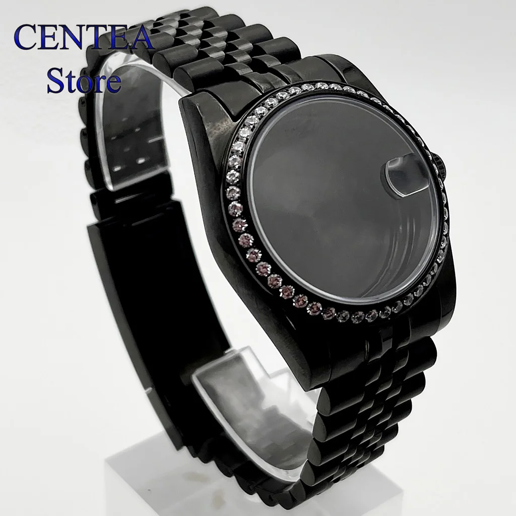 RICHUS 블랙 시계 케이스, 사파이어 유리, 다이아몬드 타입에 맞는 NH35, NH36, ETA2824, Miyota8215, 자동 무브먼트, 36mm, 39mm