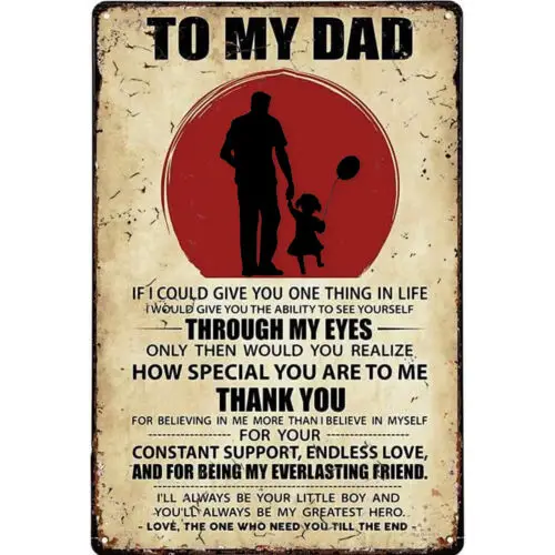 Vintage Metal Tin Sign Father's Day Gift to My Dad from Son Metal Sign Plaque sign