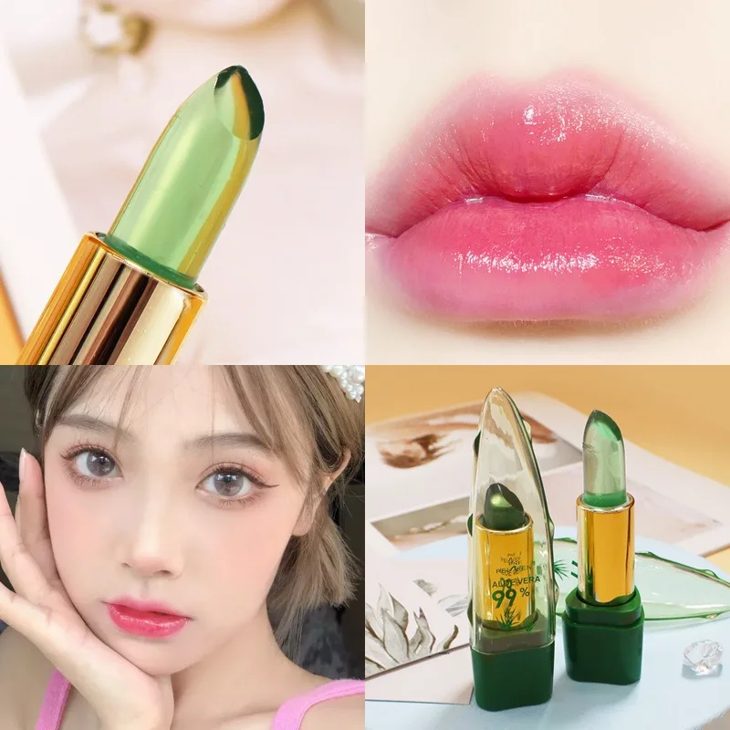 Aloe Vera Lipstick Batom Natural Temperature Change Color Jelly Lip stick Long Lasting Moistourizing Nutritious Lip Balm Makeup view 3