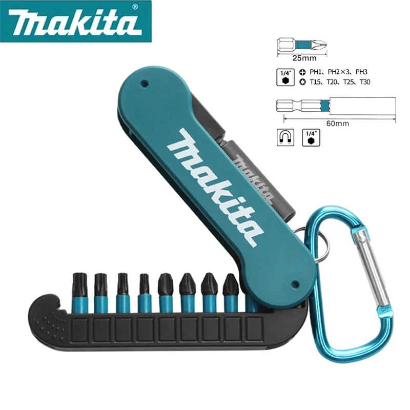 Makita E-15849 10Pcs Screwdriver Bit Set Magnetic Sleeve PH1 PH2 PH3 T15 T20 T25 T30 Hexagonal Cross Screwdriver Bit Accessories