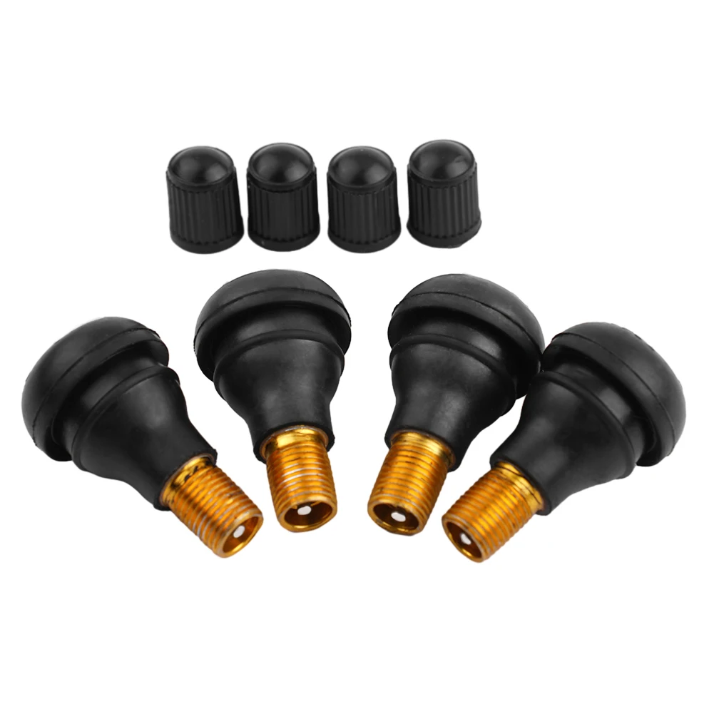 4X TR412 Tire Valve Stems with Rubber Tubeless Nozzle and Aluminum Alloy Valve Core Suitable for Car and Truck Tires