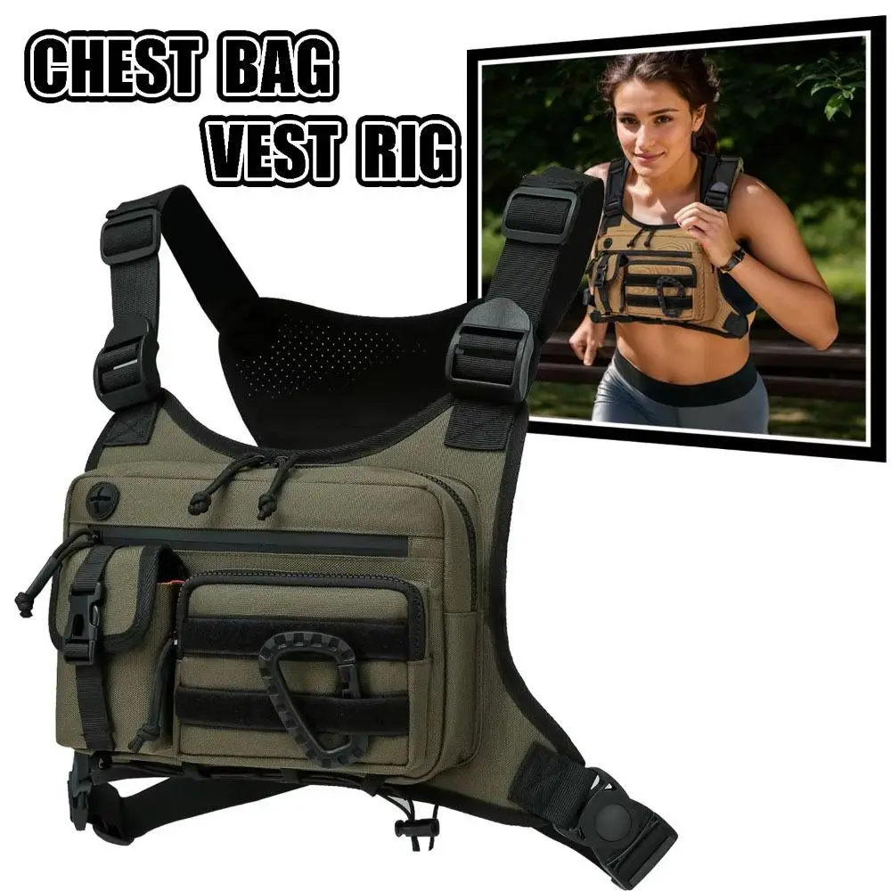Verstellbare Sportweste-Tasche, multifunktional, leicht, multifunktionale Brusttasche, Oxford-Stoff, wasserabweisende Laufweste-Tasche