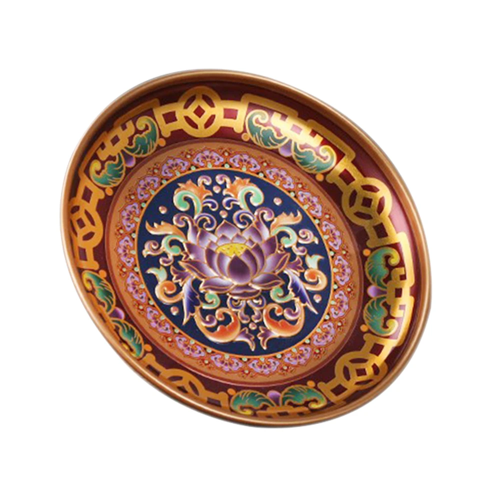 

9 Inch Lotus Offering Plate Alloy Retro Home Fruit Tray Temple Sacrificial Dish Storage Container Bright Anti Aging
