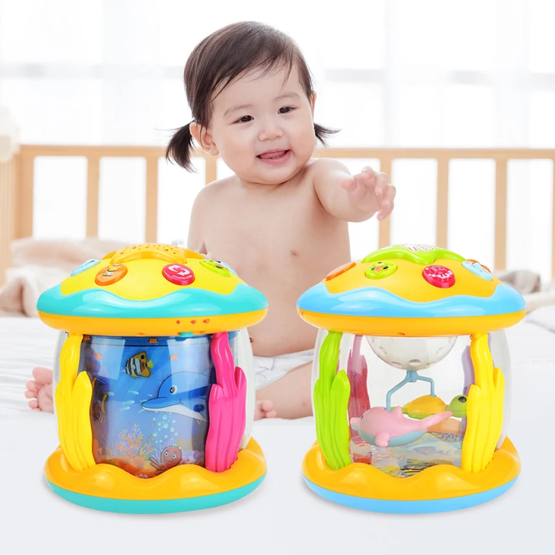 Baby Toys 6 to 12 Months Musical Light Up Tummy Time Infant Toys Ocean Rotating Projector Baby Education Toy for Toddlers Kids