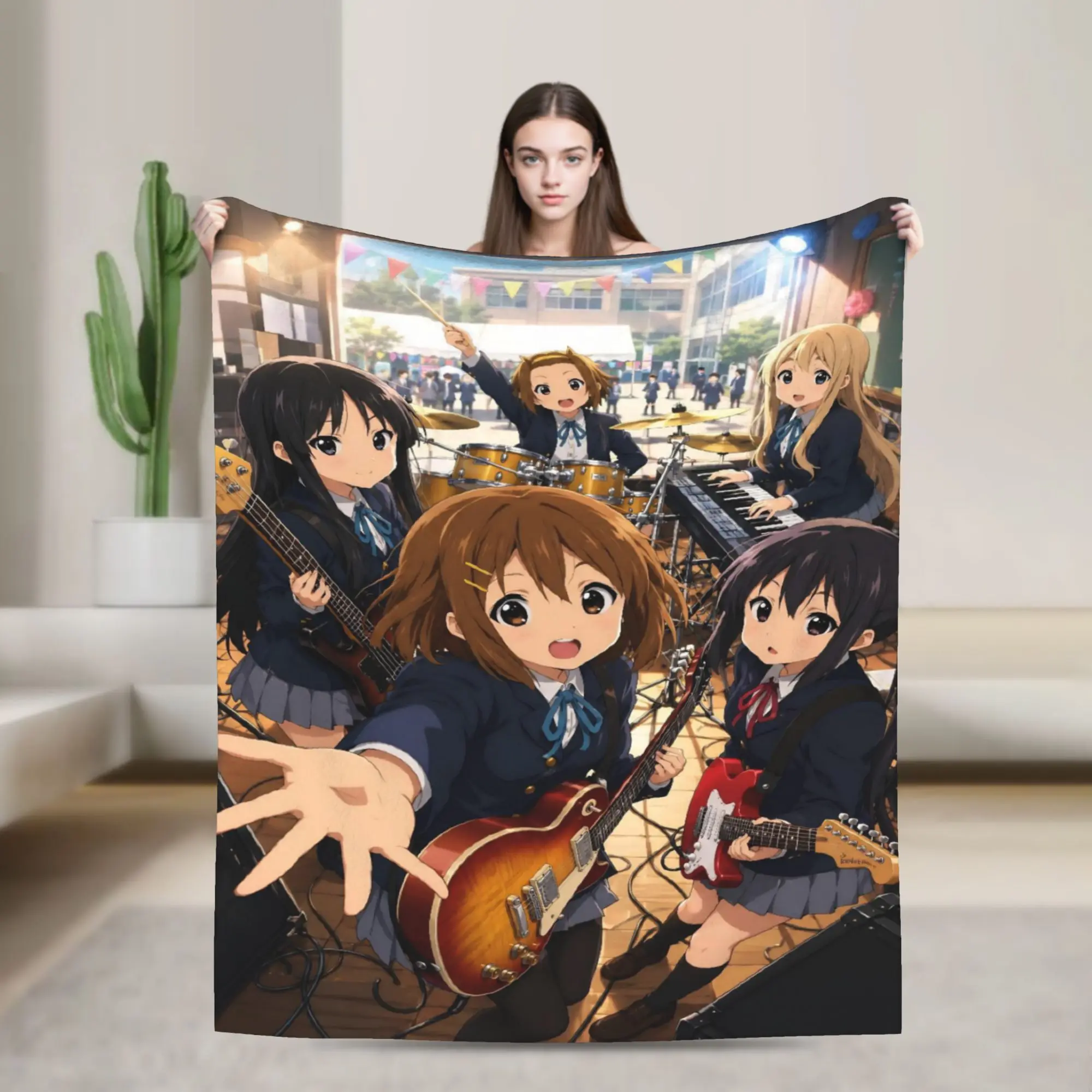K-On! k-on girls anime Blanket Ultra-Soft Flannel Healing Present  Throw Blanket Plush Thin Quilt