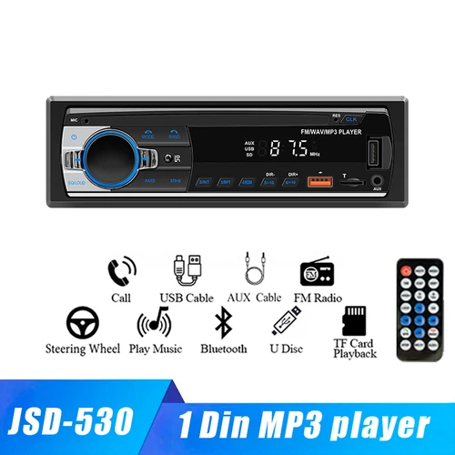 Imagen 1 del producto Radio para coche, reproductor estéreo de 1 din, reproductor MP3 Digital Bluetooth para coche, Radio FM, Audio estéreo, música, USB/SD con entrada auxiliar en el tablero