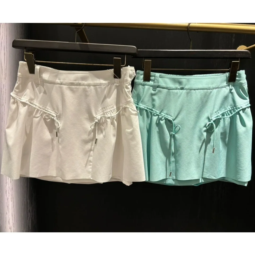 Women's Golf Skirt 2026 Fall New Korean Style Drawstring Mesh Slimming Anti-Exposure Sporty Versatile Breathable Quick-Dry Soft