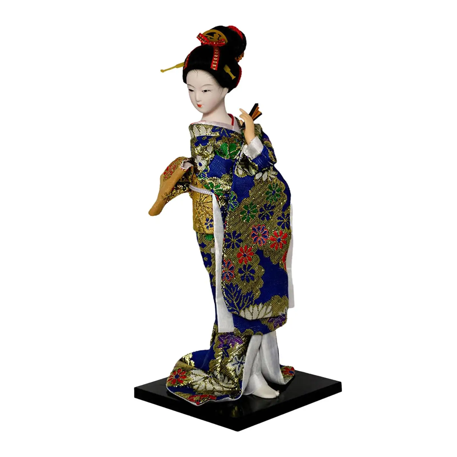 Japanese Geisha Kimono Doll Girl Statue Collectible Figurine Ethnic Japanese Geisha Dolls for Bookshelf Home Tabletop Cabinet