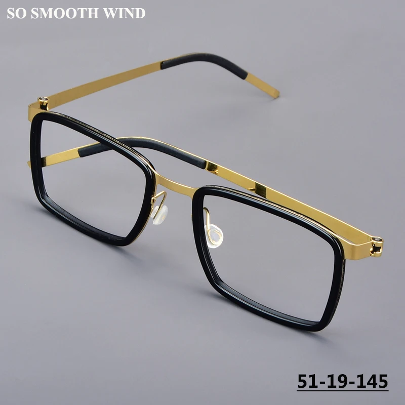 Denmark Designer 9711 Large Square Frame Men Big Faces Screwless Eyeglasses Ultralight Titanium Rectangular Business Spectacles