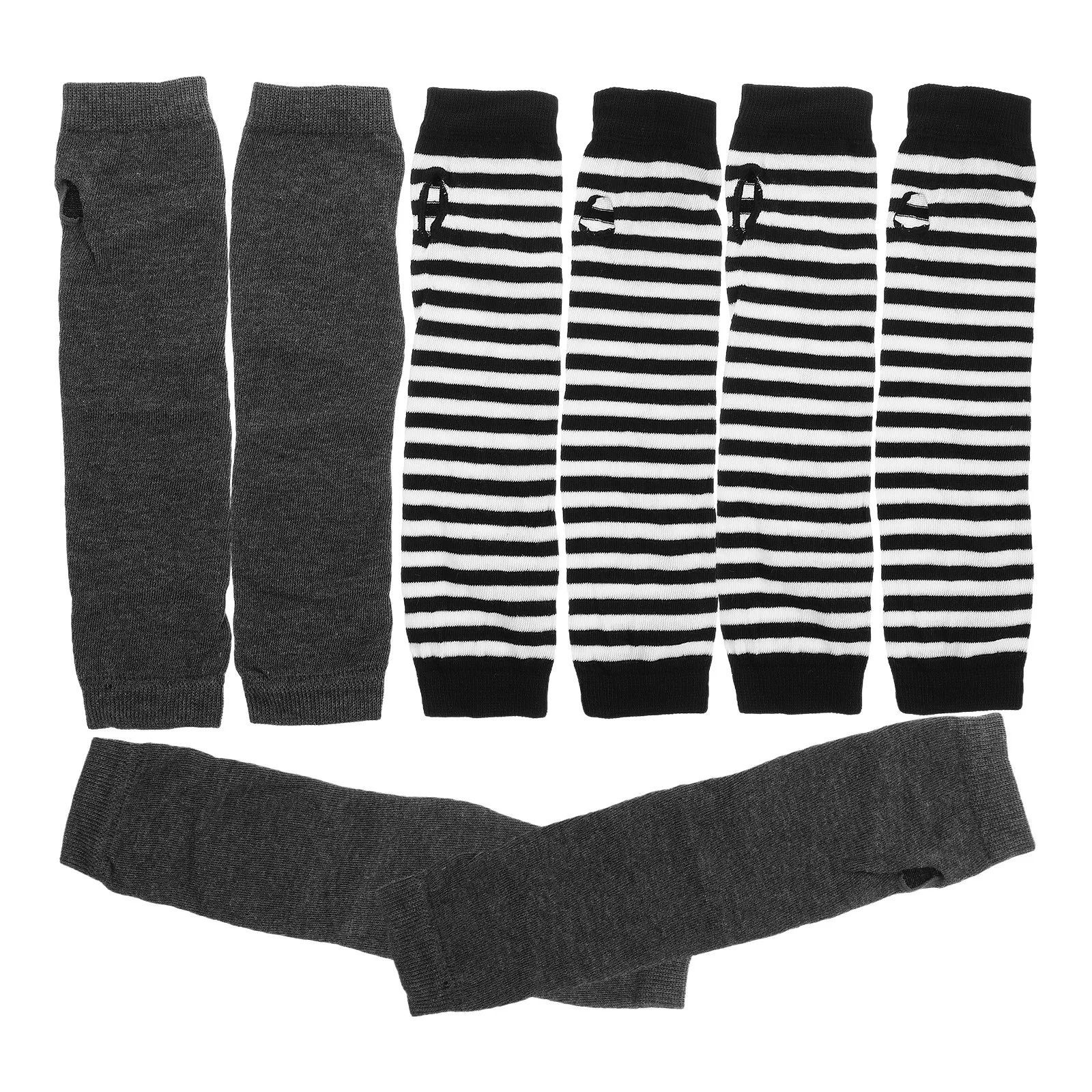 4Pairs Women Punk Striped Fingerless Arm Sleeves Cosplay Breathable Protective Arm Covers Polyester Sun Protection Sleeve