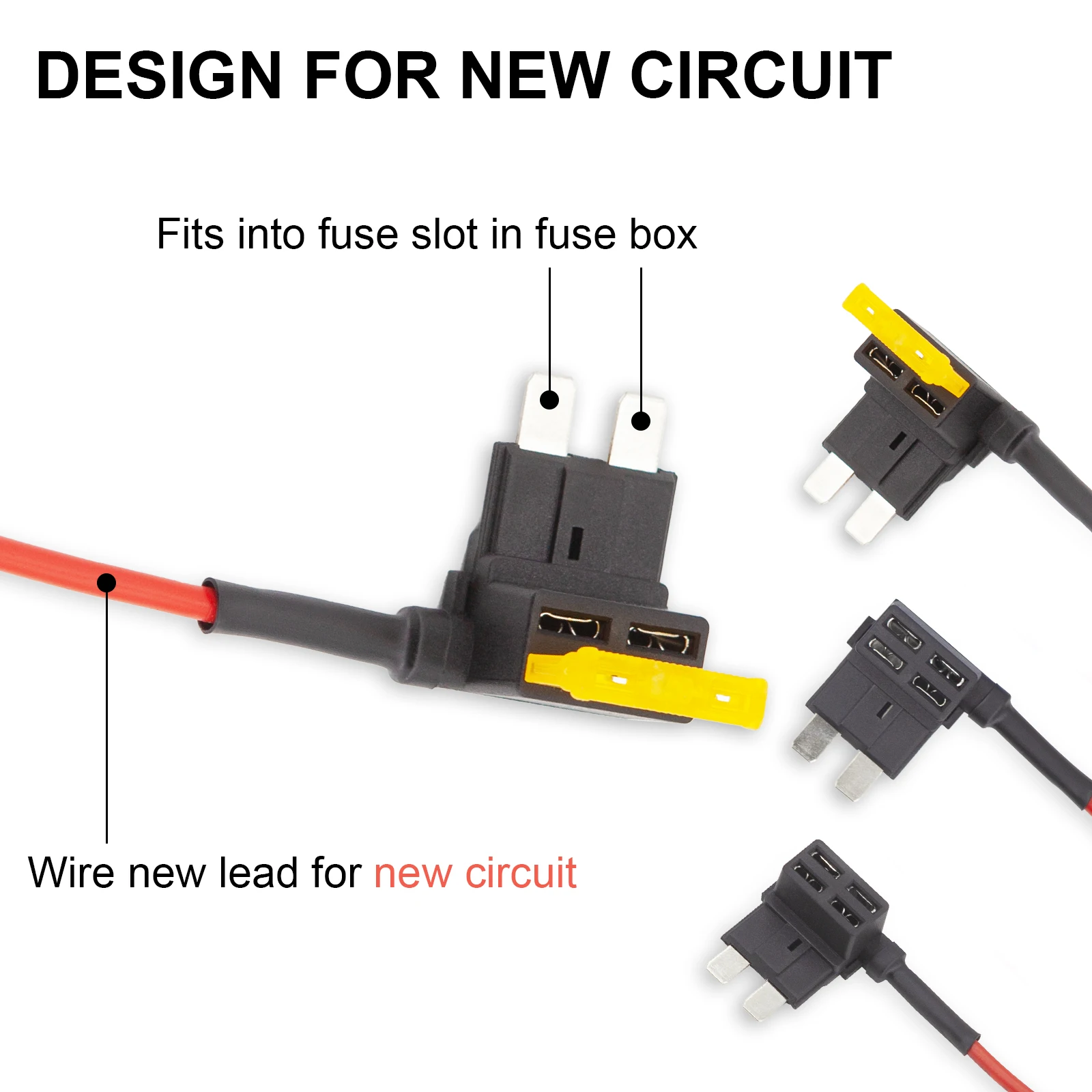 Standard/Mini/Low Profile Mini Blade Fuse Holder 12V Dual-slot Tap Adapter Add-a-Circuit for Auto Car Truck Boat Auto RV Camper