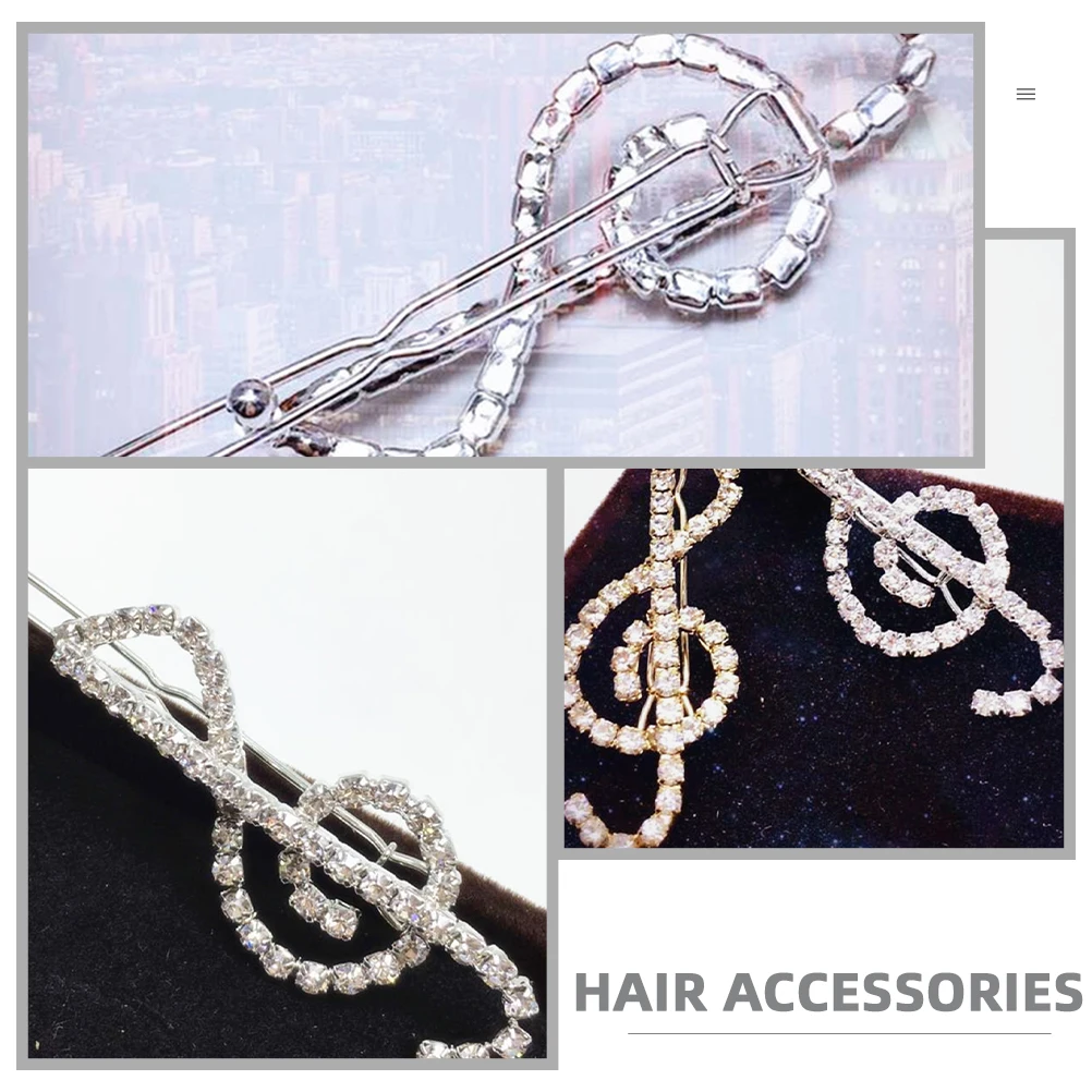 

2Pcs Music Note Hair Accessories Rhinestone Barrettes for Women Girls Themed Clips Clef Hair Jewelry Wedding Party